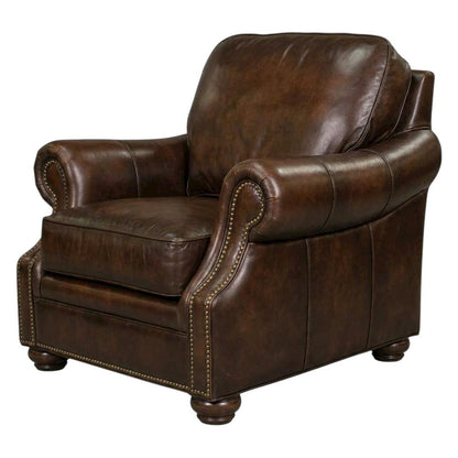 Top Grain Leather Recliner with Fixed Arms, Accent Chair for Living Room, Brown