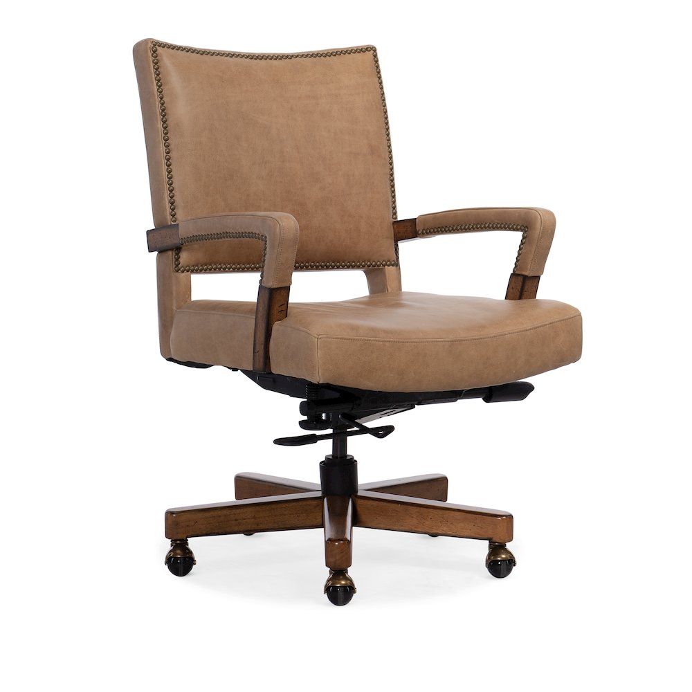Hooker Furniture Chace Leather Executive Swivel Tilt Chair in Brown