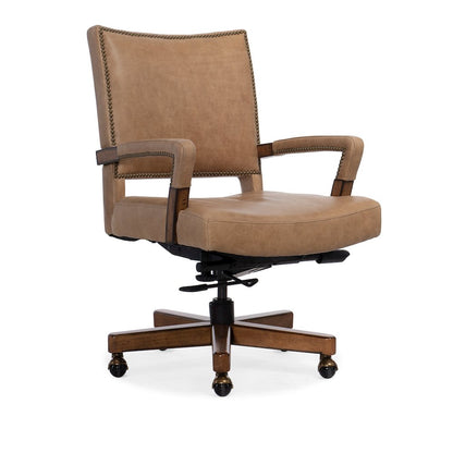 Hooker Furniture Chace Leather Executive Swivel Tilt Chair in Brown