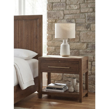 Driftwood One-Drawer Nightstand with Stone