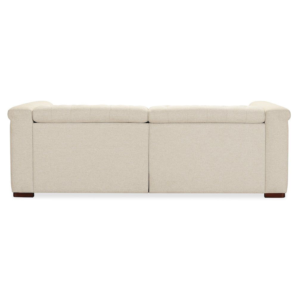 Savion Deux Beige Fabric Sofa with Power Recliners and Power Headrests