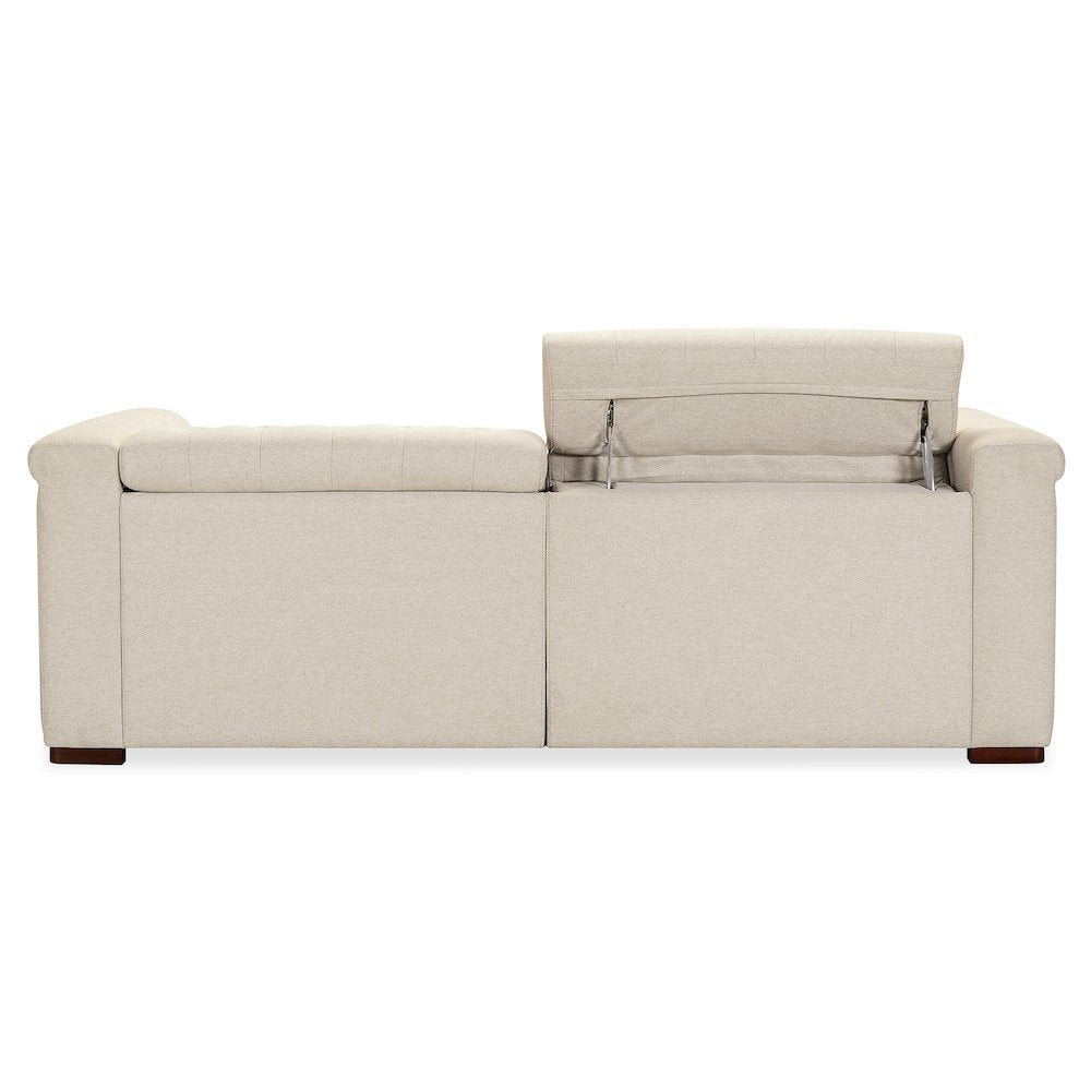 Savion Deux Beige Fabric Sofa with Power Recliners and Power Headrests