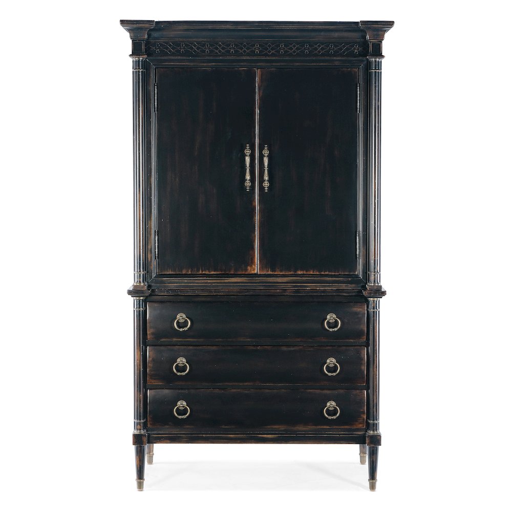 Hooker Furniture Charleston Wood Jewelry Armoire in Black Cherry