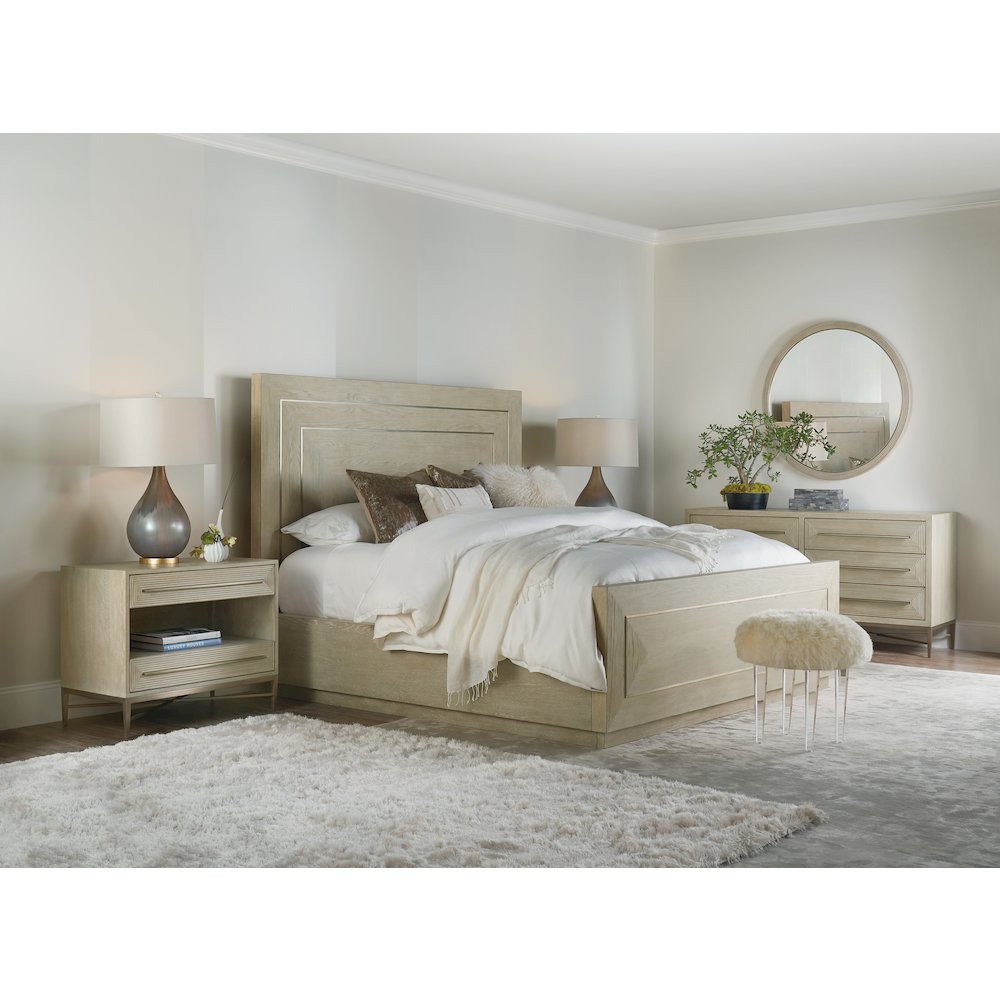 Cascade Two-Drawer Wood Nightstand with Open Shelf in Beige by Hooker Furniture