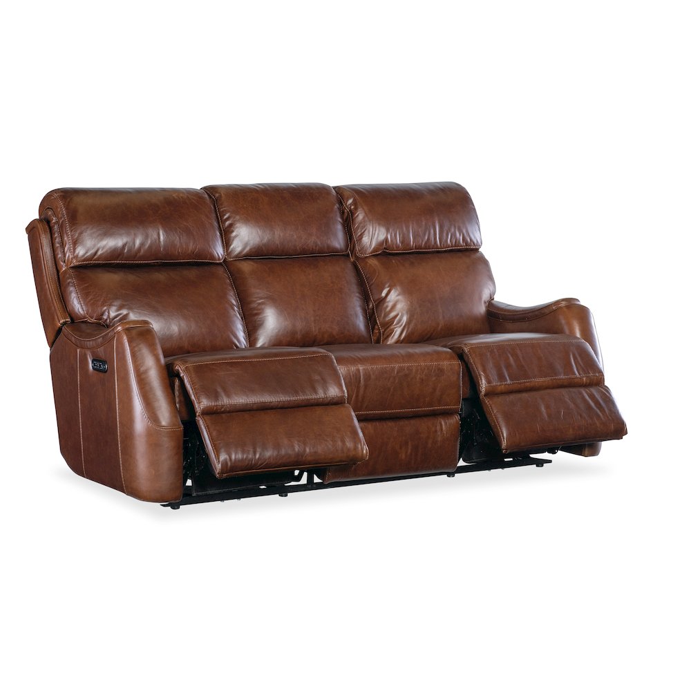Harlan Zero Gravity Leather Power Sofa in Brown by Hooker Furniture