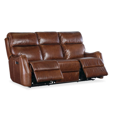 Harlan Zero Gravity Leather Power Sofa in Brown by Hooker Furniture