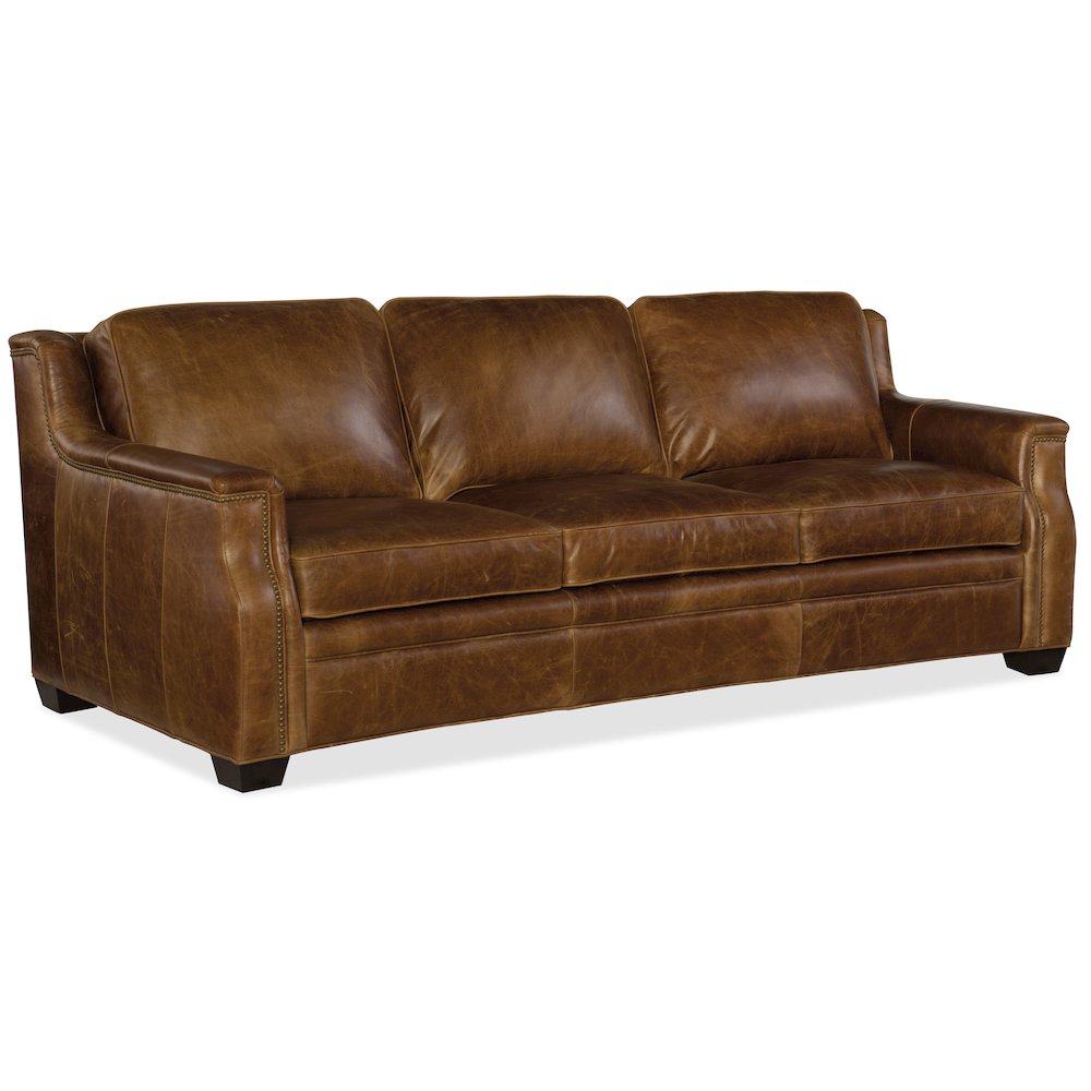 Hooker Furniture Yates Leather Sofa in Buckaroo Colt