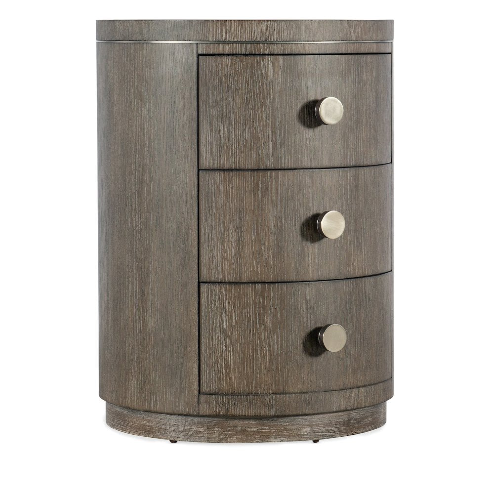 Modern Mood Round Wood Nightstand in Brown by Hooker Furniture
