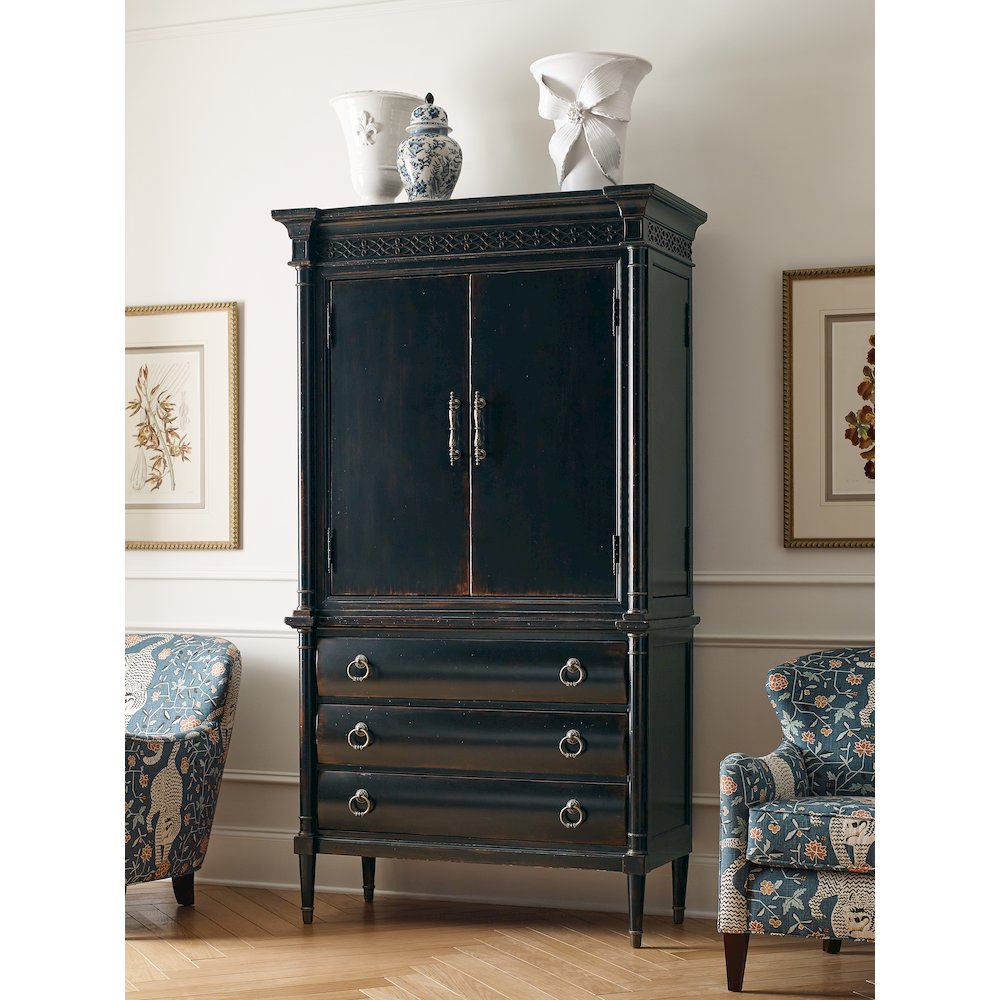 Hooker Furniture Charleston Wood Jewelry Armoire in Black Cherry