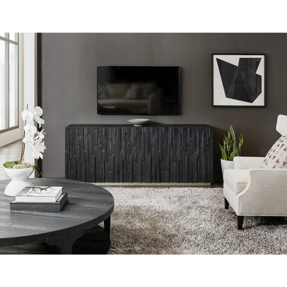 Hooker Furniture Chapman Wood Shou Sugi Ban Entertainment Console in Black