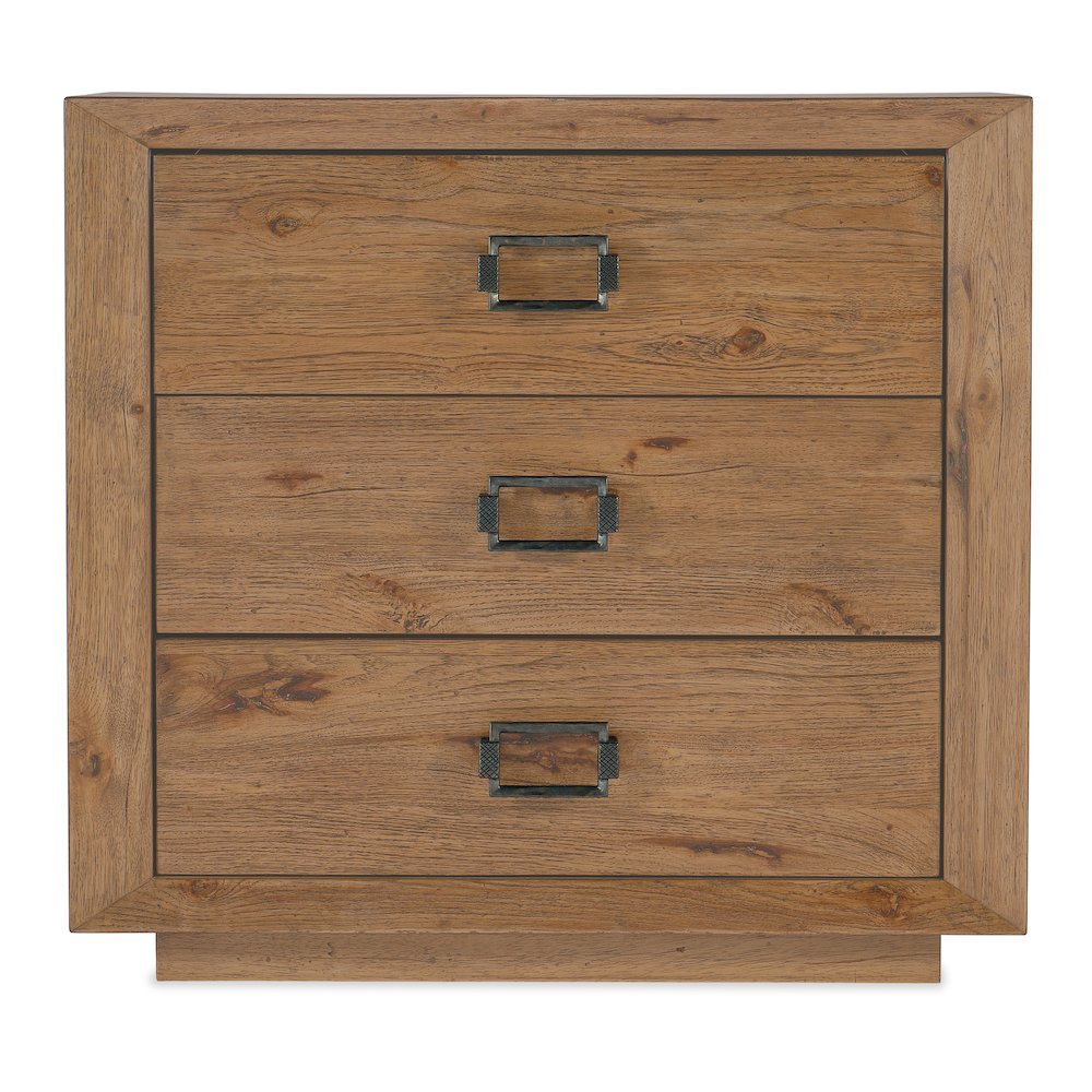 Hooker Furniture Big Sky Veneers and Solid Wood Three Drawer Nightstand in Brown