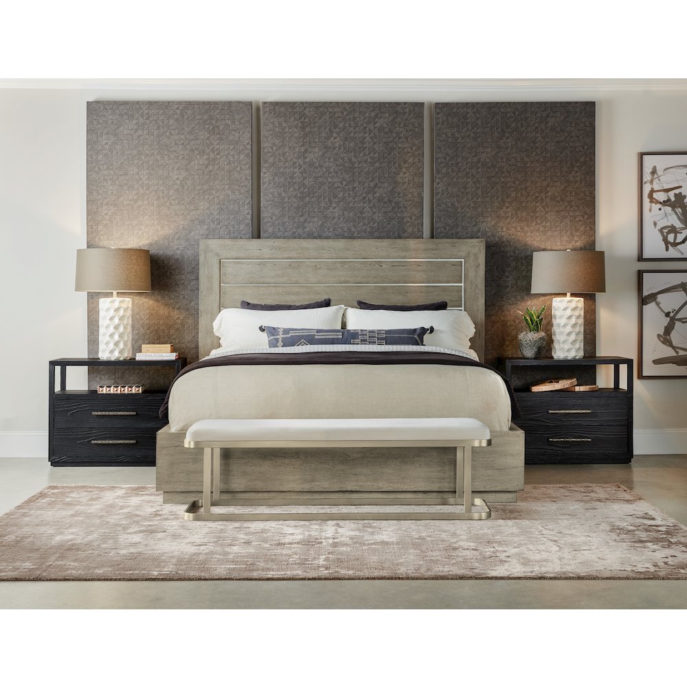 Linville Falls Shou Sugi Ban Two Drawer Wood Nightstand in Black by Hooker