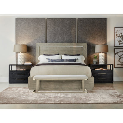 Linville Falls Shou Sugi Ban Two Drawer Wood Nightstand in Black by Hooker