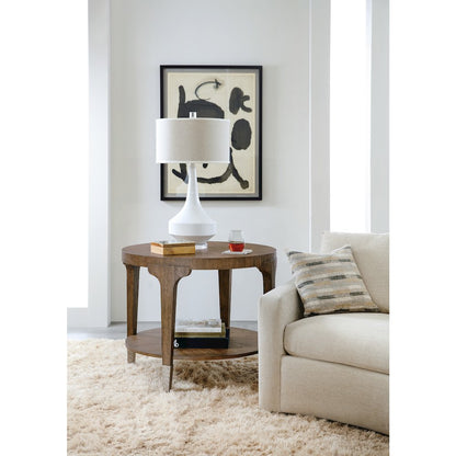 Hooker Furniture Chapman Round Veneers and Metal Side Table in Brown/White