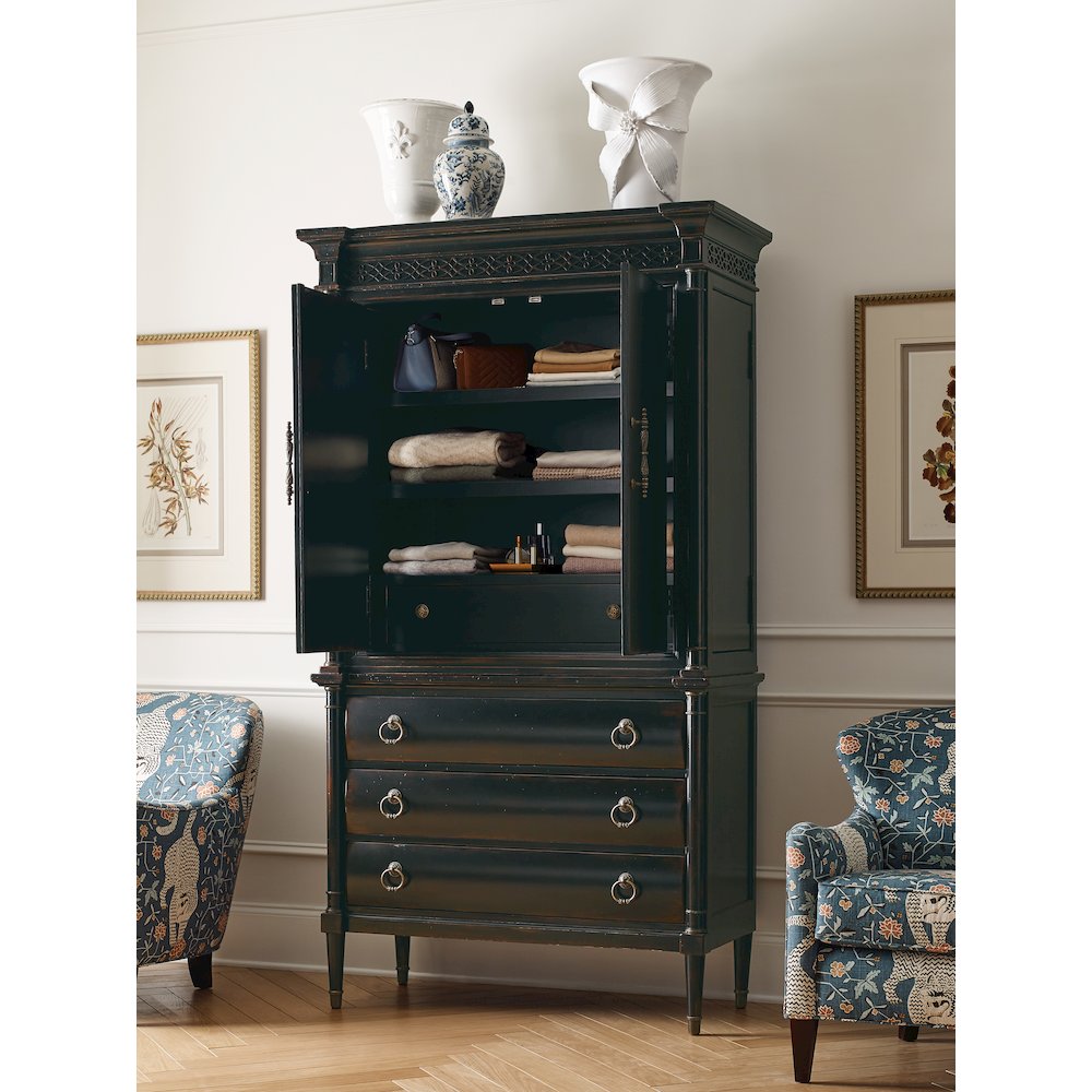 Hooker Furniture Charleston Wood Jewelry Armoire in Black Cherry