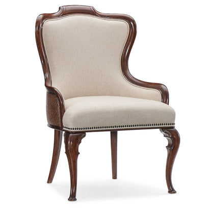 Hooker Furniture Charleston Fabric Upholstered Arm Chair in Cherry Brown