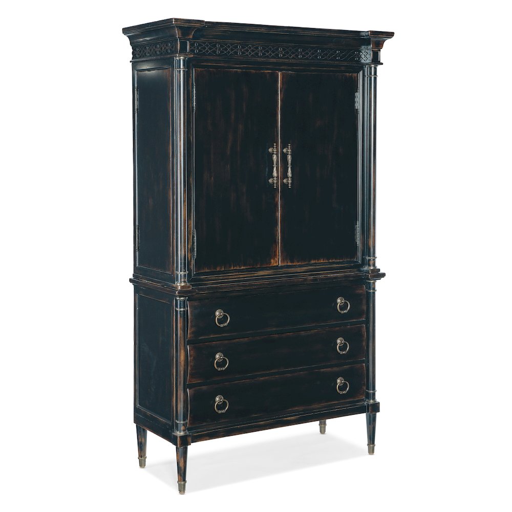 Hooker Furniture Charleston Wood Jewelry Armoire in Black Cherry
