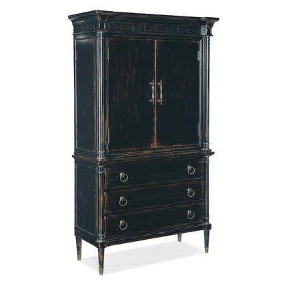 Hooker Furniture Charleston Wood Jewelry Armoire in Black Cherry