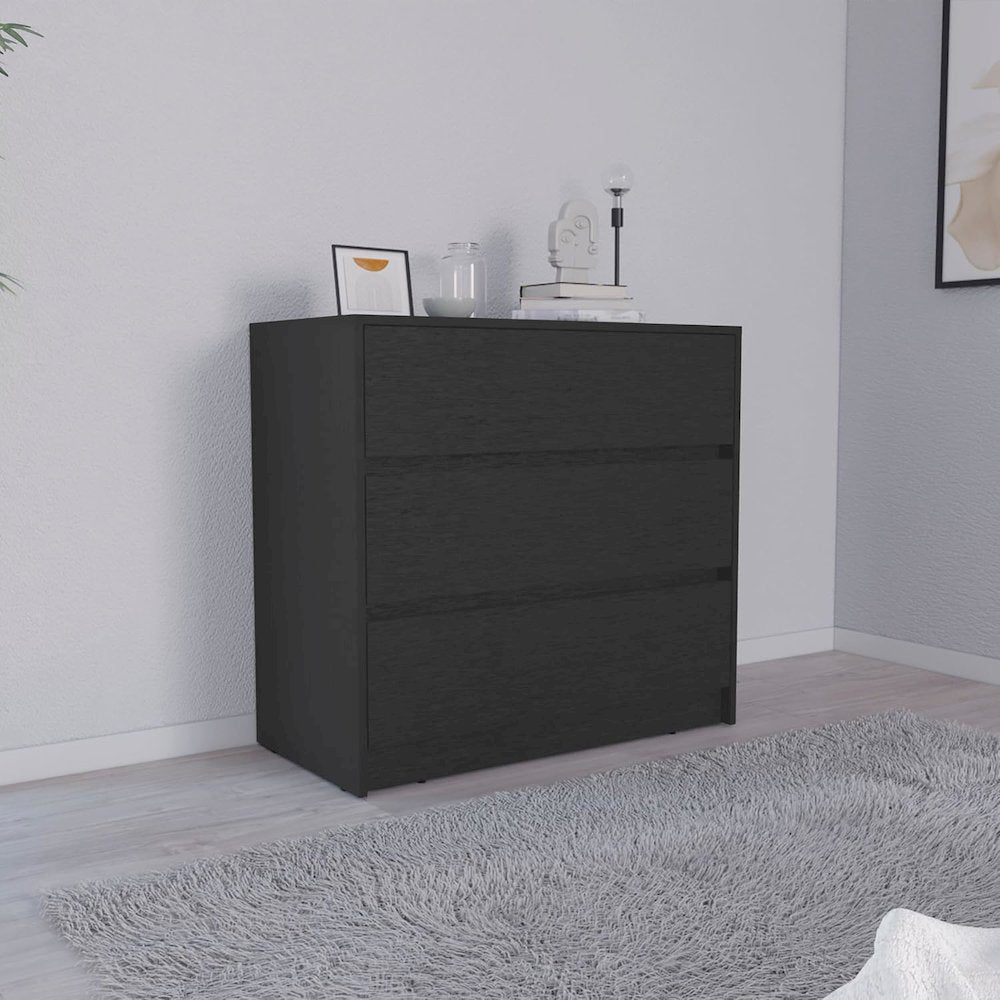 Austin Three Drawer Dresser Black MDF