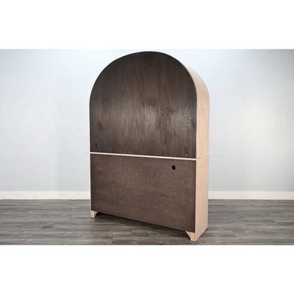 Arched Wood Bar Hutch with Glass Storage