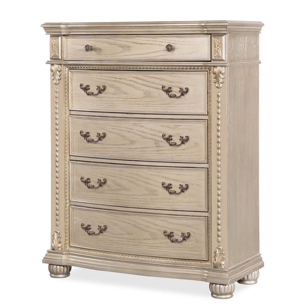 Evelyn Champagne Upholstered 5-piece Bedroom Set, Queen