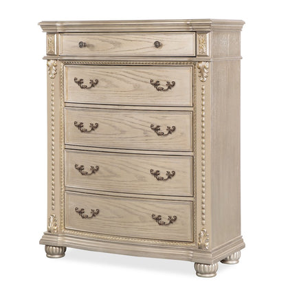 Evelyn Champagne Upholstered 5-piece Bedroom Set, Queen