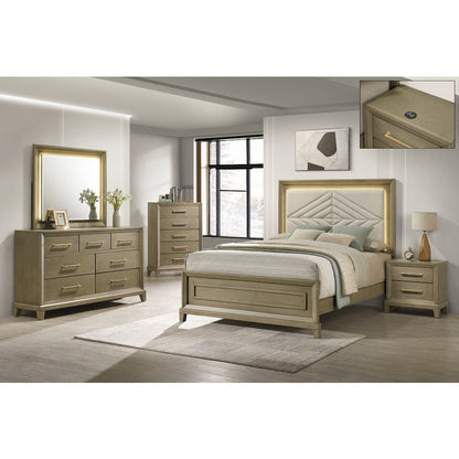 Dove Gray 5-piece Bedroom Set with LED Lighting, Queen