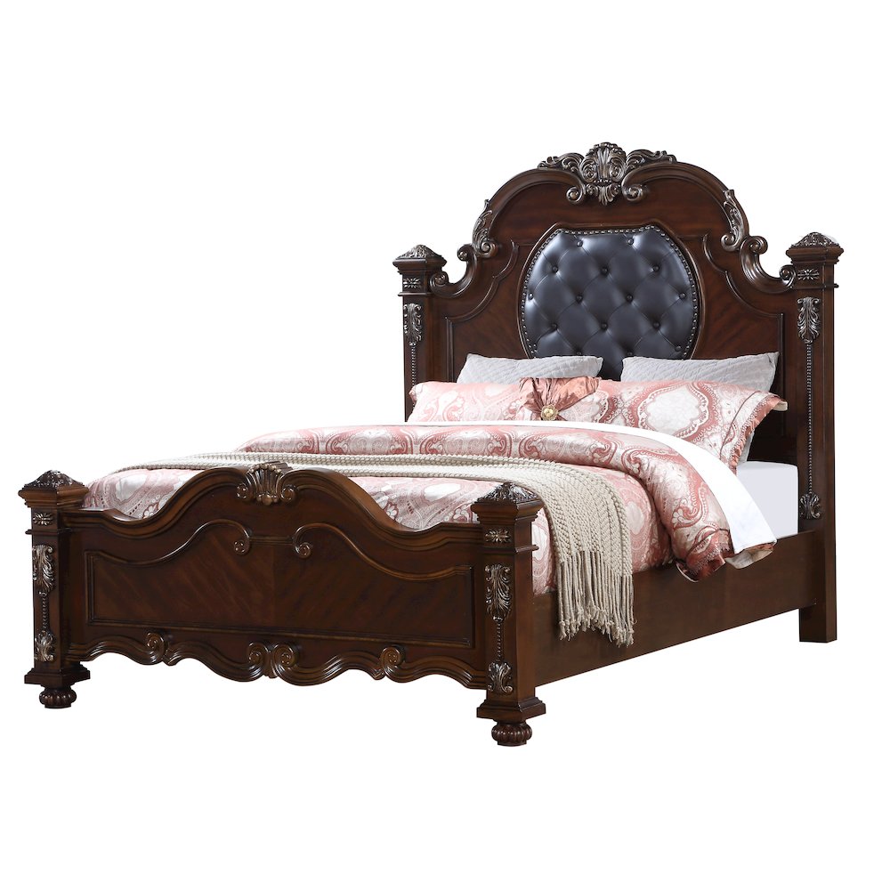 Destiny Contemporary Cherry Wood Bed,, Queen
