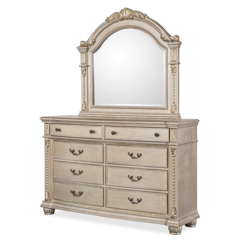 Evelyn Champagne Upholstered 5-piece Bedroom Set, Queen