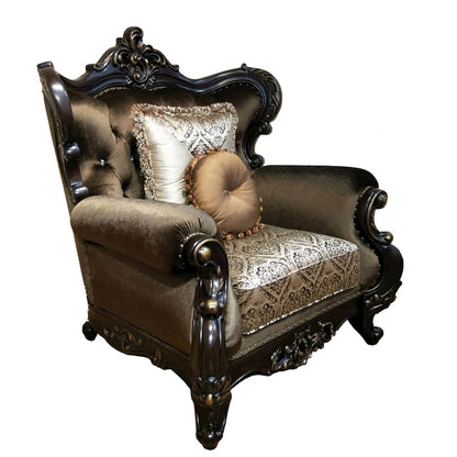 Aroma Rich Cherry Upholstered Chair with Wooden Accents