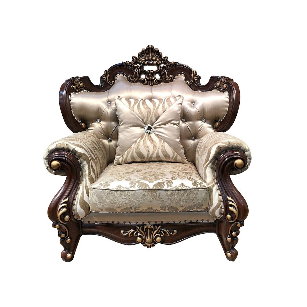 Jade Upholstered Chair with Wooden Accents
