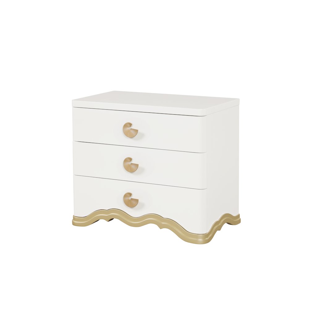 Athena Ivory and Gold Scalloped 5-Piece Bedroom Set, King