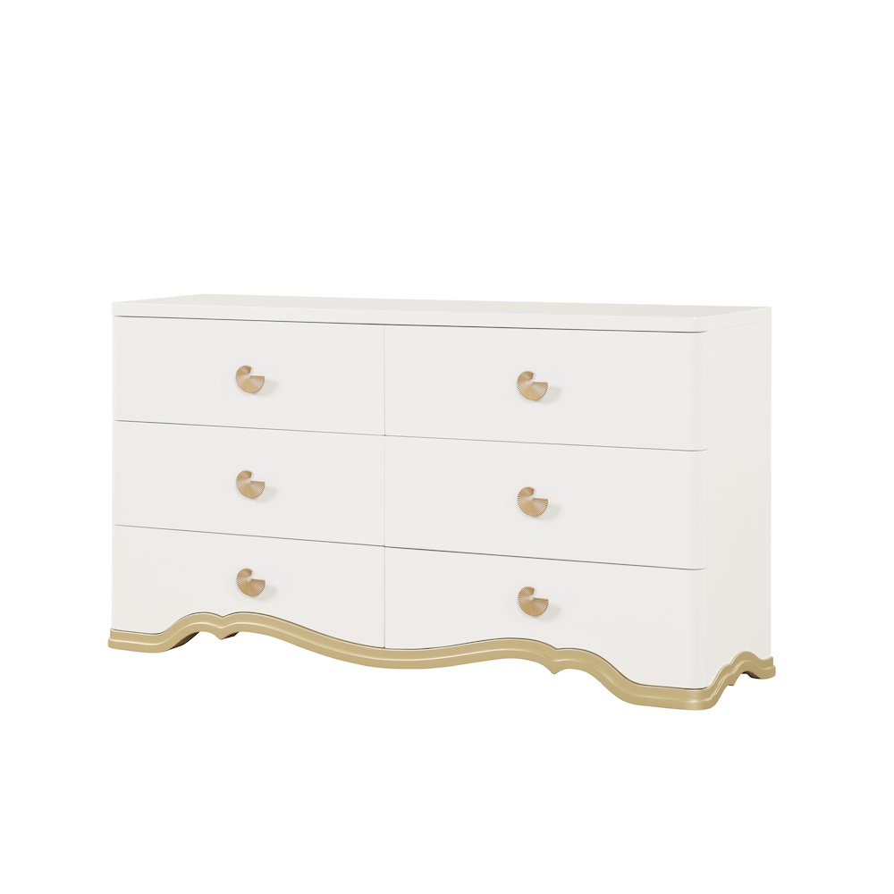 Athena Ivory and Gold Scalloped 4-Piece Bedroom Set, King