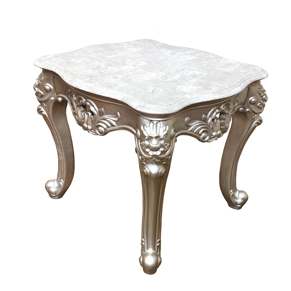 Ariel Champagne Carved Wood End Table