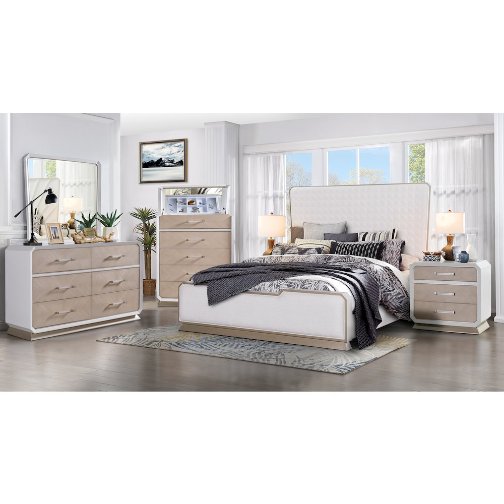 Dior White/Champagne 5-piece Bedroom Set, Queen
