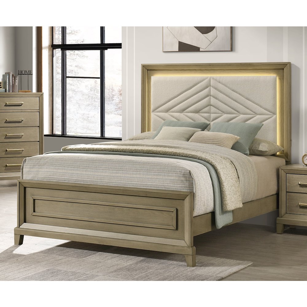Dove Gray 5-piece Bedroom Set with LED Lighting, King