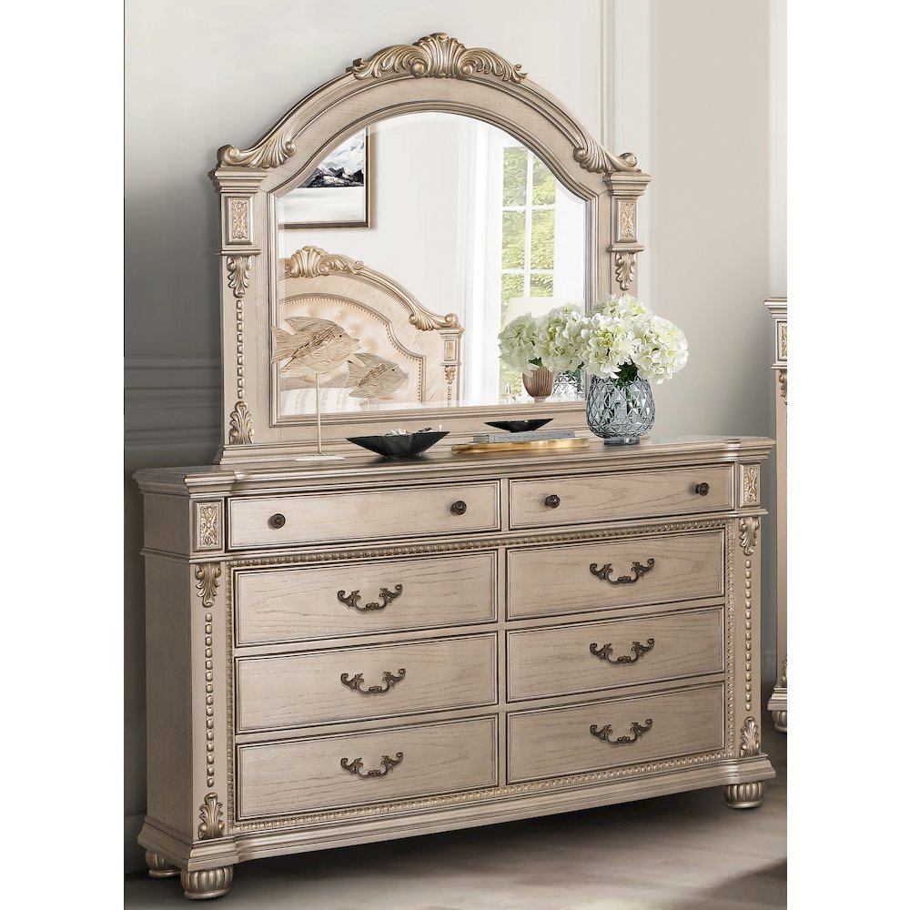Evelyn Champagne Upholstered 5-piece Bedroom Set, Queen