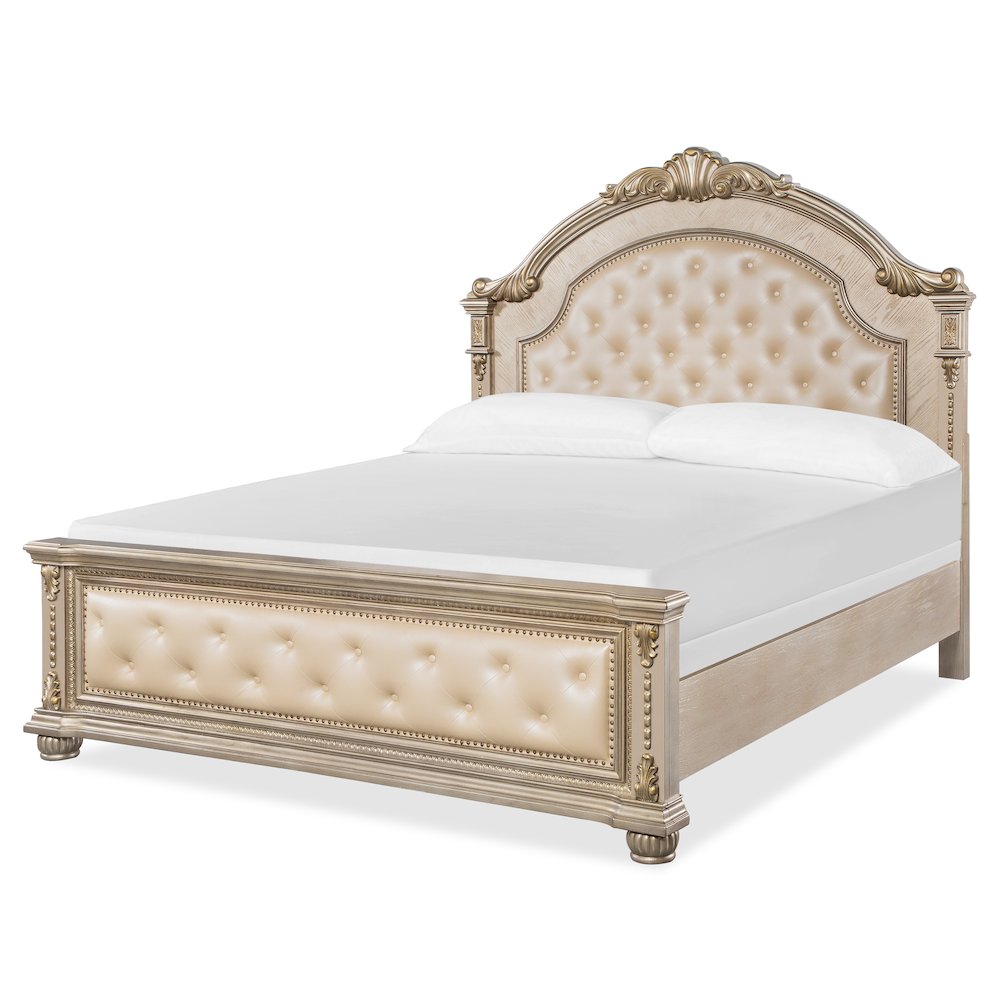 Evelyn Champagne Upholstered 5-piece Bedroom Set, King