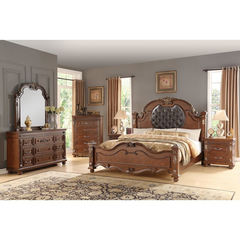 Destiny Contemporary Cherry Wood 5-piece Bedroom Set, Queen