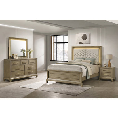 Dove Gray 4-piece Bedroom Set with LED Lighting, Queen