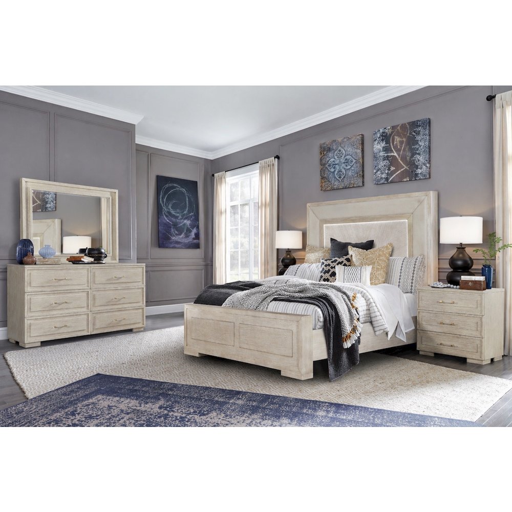 Celine Contemporary Wood 4-piece Bedroom Set with LED Lighting, Queen