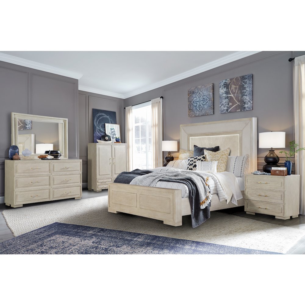 Celine Contemporary Wood 5-piece Bedroom Set with LED Lighting, Queen