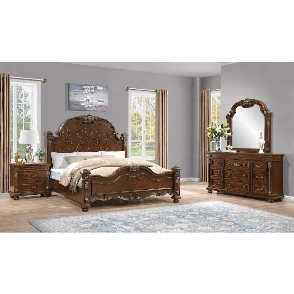 Isabella Cherry Brown 4-Piece Bedroom Set, Queen