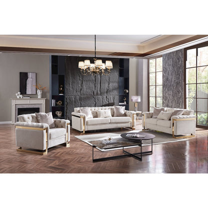 Chloe Tufted 2-piece Living Room Set with Gold Accents
