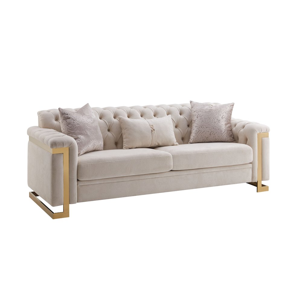 Chloe Tufted 2-piece Living Room Set with Gold Accents