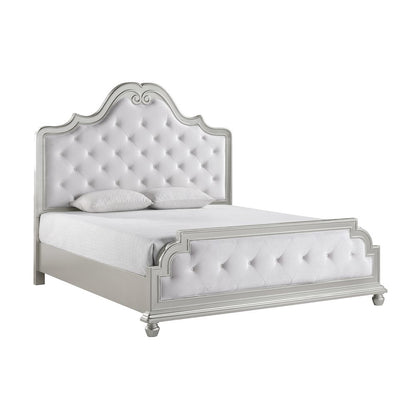 Roma Champagne Button Tufted Upholstered 4-Piece Bedroom Set, Queen