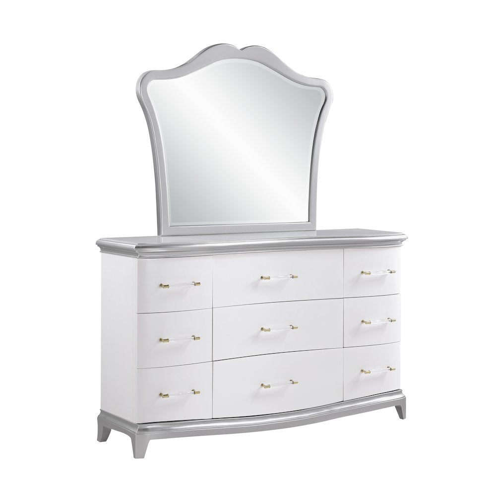 Nina Cream High-gloss 4-Piece Bedroom Set, King