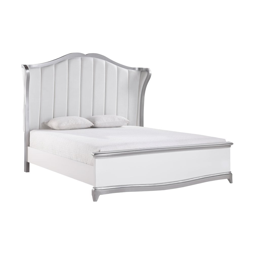 Nina Cream High-gloss 4-Piece Bedroom Set, King