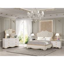 Athena Ivory and Gold Scalloped 4-Piece Bedroom Set, Queen