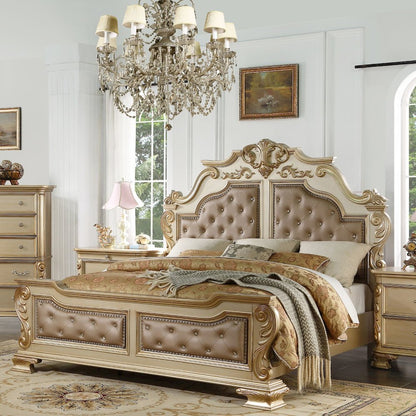 Miranda Gold Tufted 4-Piece Bedroom Set, King